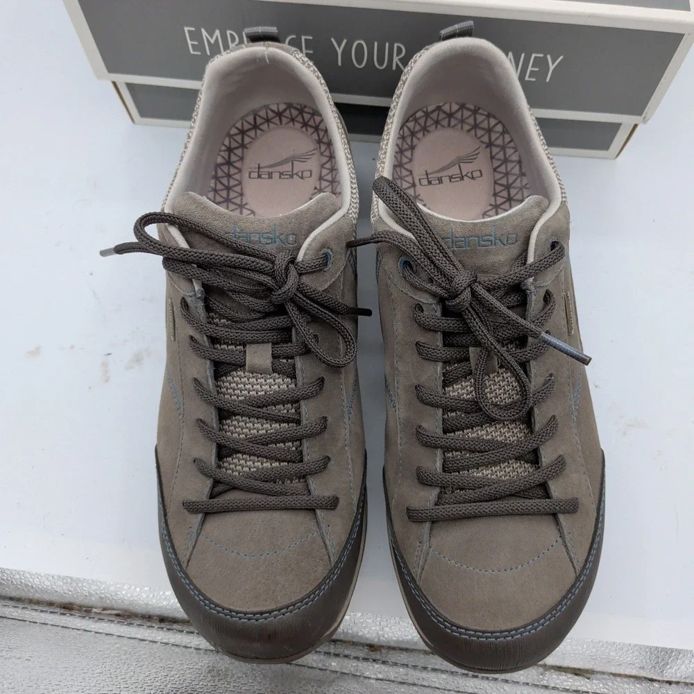 Dansko Paisley Suede Waterproof Shoes Grey Blue Vibram Womens 42 4350-241005